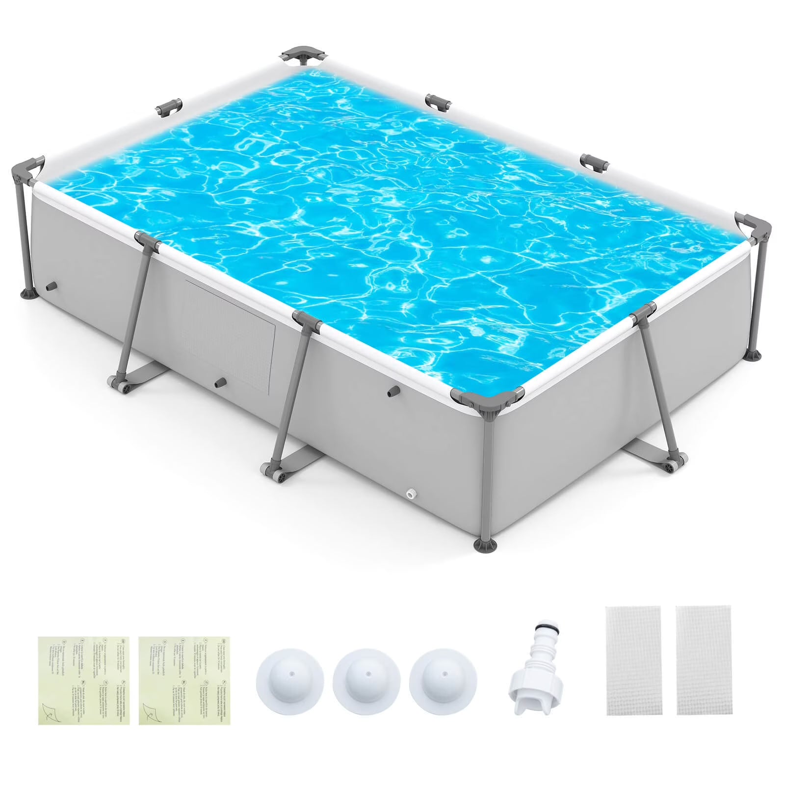 978 Gal Outdoor Family Swimming Pool with Metal Frame Multi-layer PVC Fabric