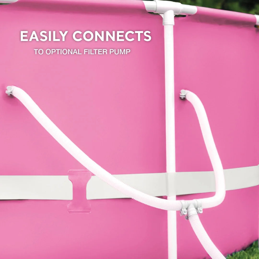 INTEX Round Metal Frame 8ft x 30in Above Ground Swimming Pool, Pink