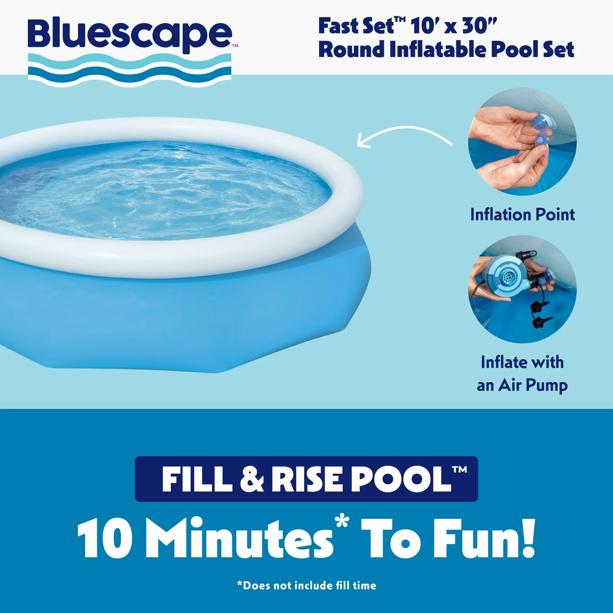 10’ x 30” Round Inflatable Soft Sided Above Ground Pool Set